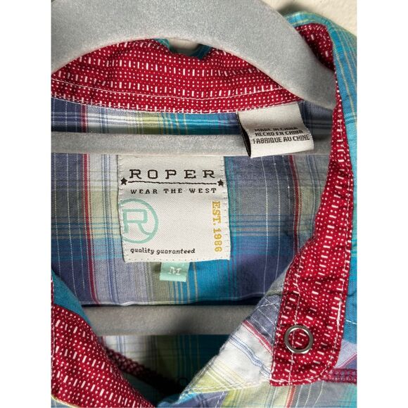 Roper Women's Plaid Pearl Snap Short Sleeve Button Down Sz M - Picture 3 of 4